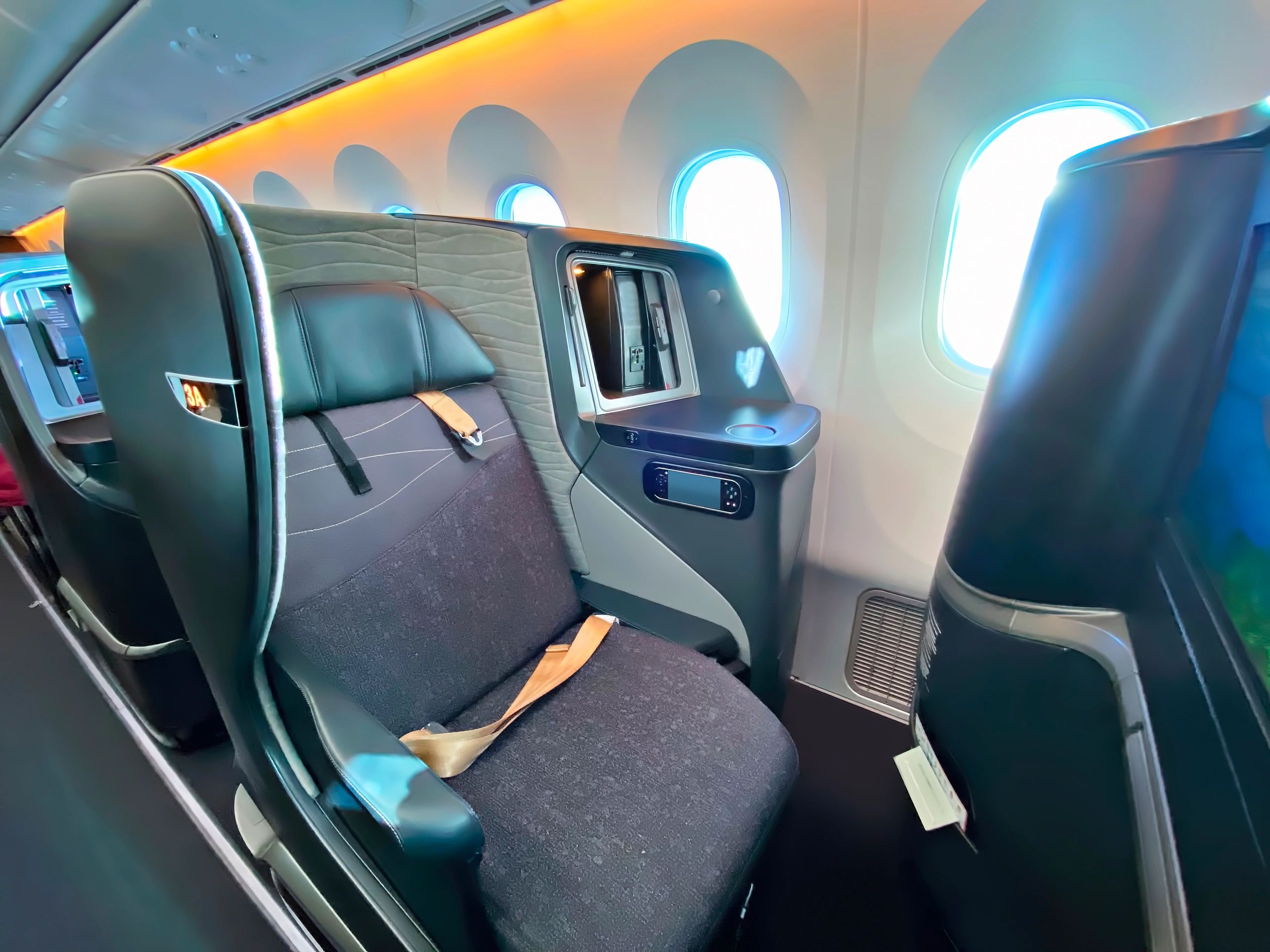 Business class airplane cabin seats