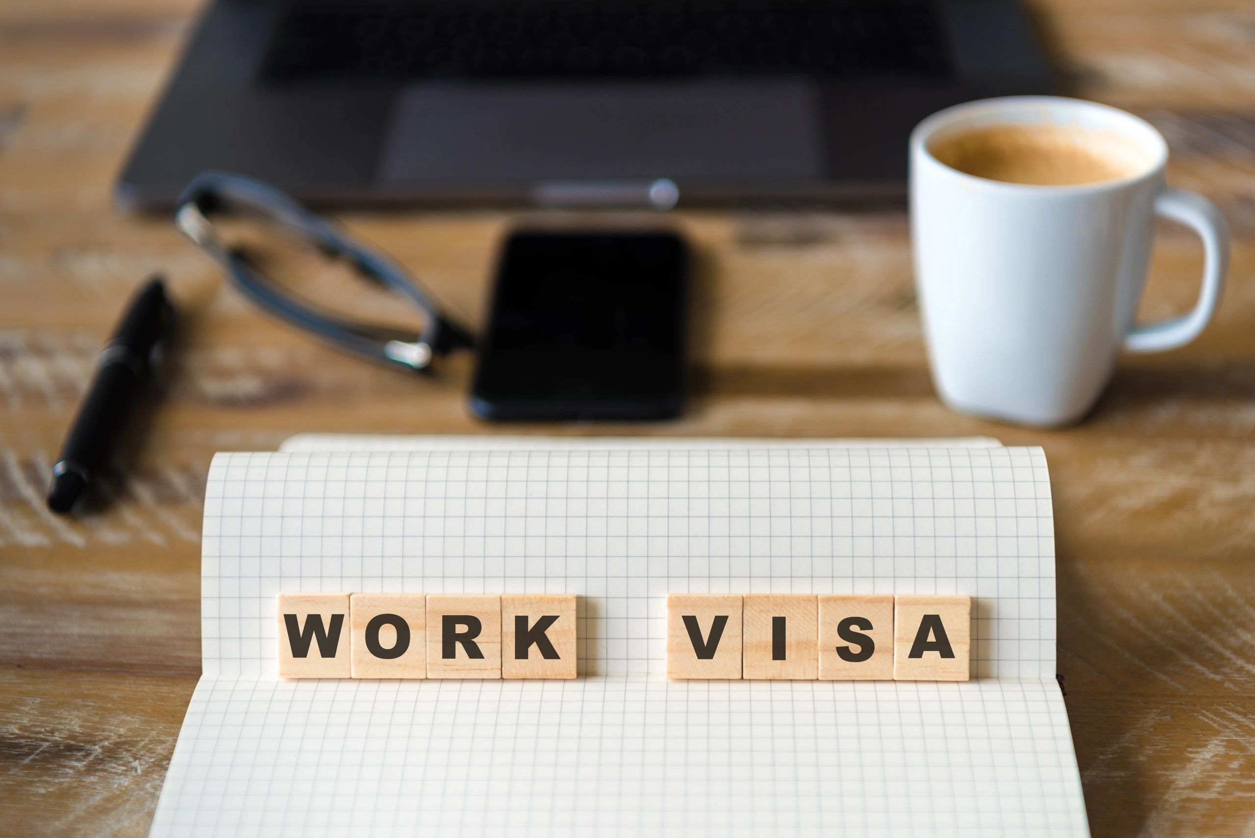Visa application concept on a desk